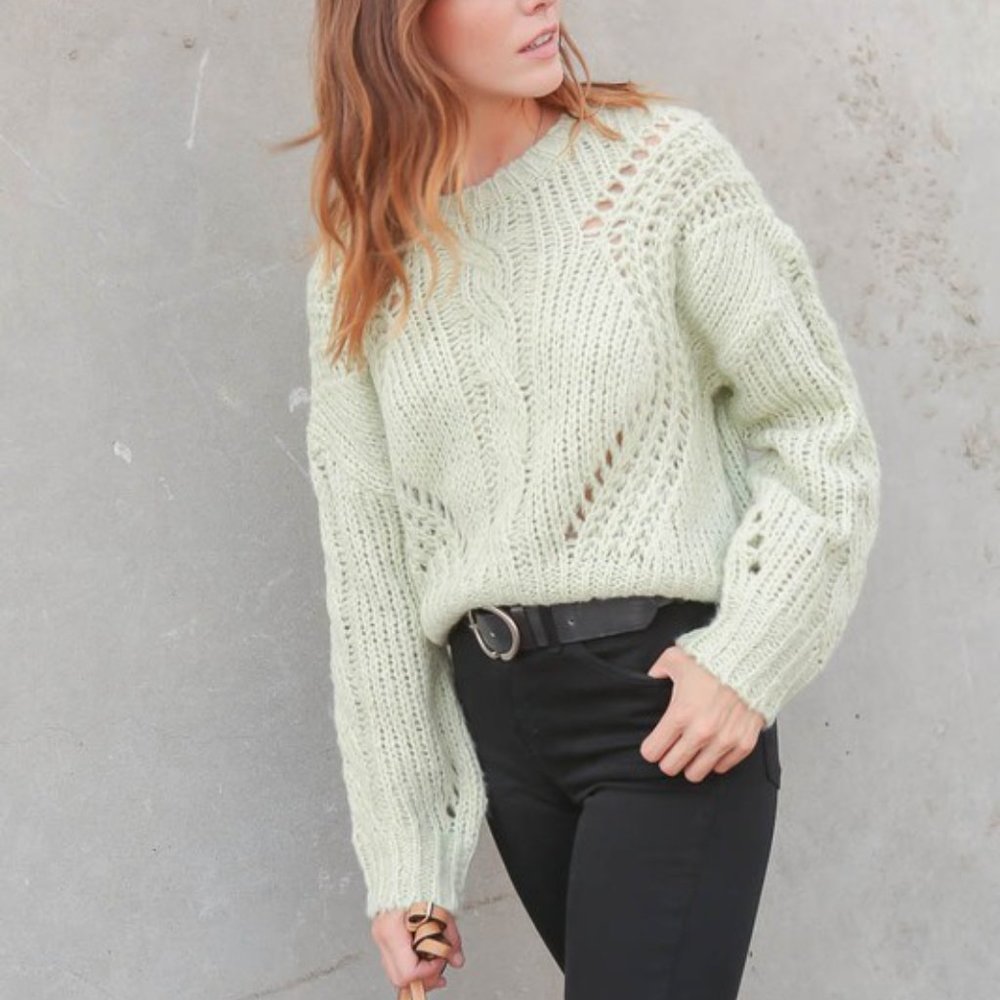 NWT Long Sleeve Cable Knit Lurex Detail Sweater - Picture 9 of 9